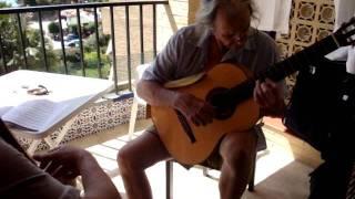 Peter Jones and Jim Dina practice on the balcony