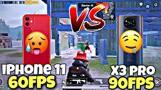 OMG iPhone 11 VS POCO X3Pro PUBG TEST IOS 60FPS VS Android 90FPS TDM TEST PUBG Mobile