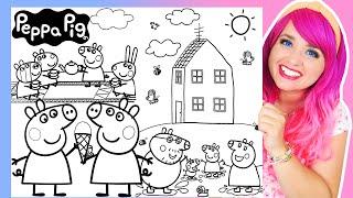 Coloring Peppa Pig Family House, Ice Cream & Tea Party Friends Coloring Pages | Markers & Crayons