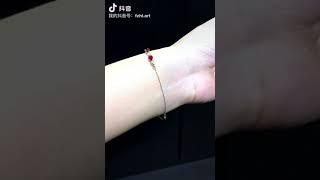 18K金镶红宝石钻石手链，高品质红宝石2.05ct，颜色超极浓郁，钻石0.079ct，手链长约17.5cm，#首饰 #红宝石