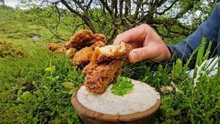 EPIC Fried Chicken with a Rocket Stove | ASMR Cooking & Camping