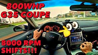 ABUSING MY 1000HP TURBO G35's 8000 RPM REDLINE - SPOOOOOOOL