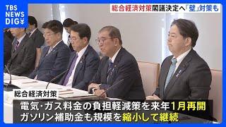 きょう総合経済対策を閣議決定へ　物価高対策や「年収103万円の壁」の見直しの方針盛り込む　今年度補正予算案の一般会計総額は13兆9000億円に｜TBS NEWS DIG