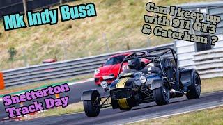 Track Battle: Mk Indy Busa vs Porsche GT3 & Caterham [ Snetterton 4k Onboard RAW]