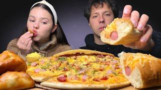 1 Pizza, Half Hot Dog, 5 Khachapuri MUKBANG Eating