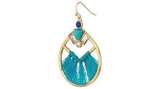 GUESS Drop Earrings with Fabric and Stone Accents SKU: 9316047