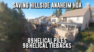 98 Helical Tiebacks & 89 Helical Piles To Save Failing Retaining Wall At HOA in Anaheim Hills, CA