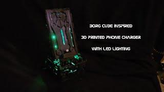 3D printed Borg Cube phone charger with LED lighting