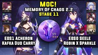 Memory Of Chaos 11 E0S1 Acheron Kafka Team & E0S0 Seele Hypercarry (3 Stars) | Honkai Star Rail 2.2