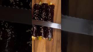 How to cut kimbap clean; #heatedknife#breadknife