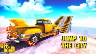 CARS AND TRUCKS TRY TO JUMP FROM VOLCANO TO THE CITY | OFF THE ROAD OPEN WORLD DRIVING GAME