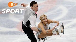 Aljona Savchenko & Bruno Massot nach Kurzprogramm auf Gold-Kurs I Eiskunstlauf WM 2018 Mailand - ZDF