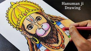 Lord Hanuman Drawing (step by step) | How To Draw Hanuman Ji | God Hanuman Drawing Easy