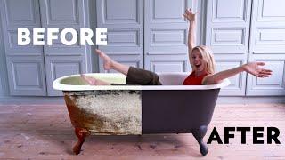 Renovating a 100 year old CAST IRON BATH  is a challenge | DIY Renovation Project