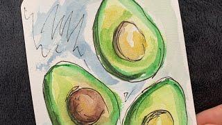 Watercolor sketching for everyone/Simple avocado painting for beginners/Easy sketching ideas #withme