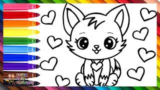 Draw And Color A Cute Cat ️ Drawings For Kids