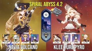 C0 Navia Volcano & C0 Klee Pure Pyro - Genshin Impact Spiral Abyss Floor 12 9 Stars