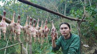 pigeon hunting, the process of drying and preserving the bird meat, ALONE SURVIVAL