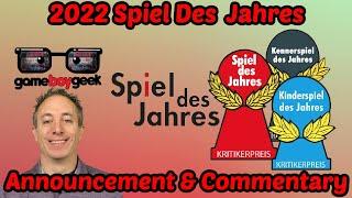 2022 German Game of the Year (Spiel Des Jahres & Kennerspiel) Announcement & Commentary