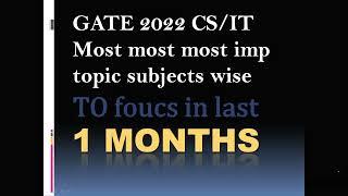 most most most Important Topics to Focus In Last 1 Months | GATE 2022 CSE/IT | by YAMINI RICHHARIYA