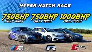 1000HP AUDI RS3 vs 750HP XDRIVE BMW M140i vs 750HP GOLF R