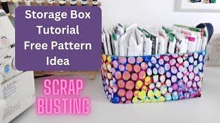 Storage box Tutorial, Scrap busting, Sewing Room Storage Idea, Make a Pattern for Free