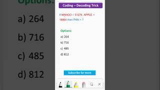 Coding Decoding Tricks | Logical Reasoning Questions | Bank Exams #ytshorts #codingdecodingtricks