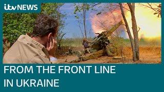 On the frontline with a Ukrainian artillery unit as it targets Russian forces | ITV News