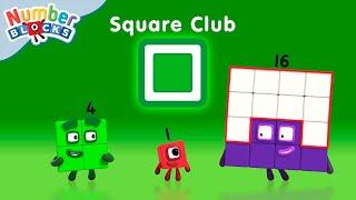 Square Club and Square Numbers for Kids 🟩 | Counting Maths Cartoon - 123 | @Numberblocks
