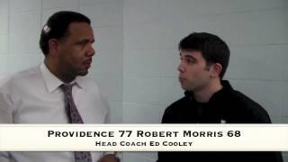 Friar Basketball - Ed Cooley Reacts to the 77-68 Win Over Robert Morris