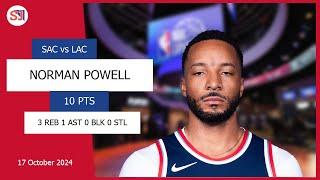 NORMAN POWELL 10 PTS 3 REB 1 AST 0 BLK 0 STL | vs SAC 17 Oct 24-25 LAC Player Highlights