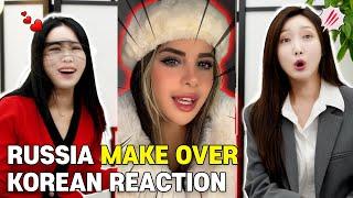 Субтитры) Реакция кореянки на Makeup Over Challenge сексуальный и милый русский макияж