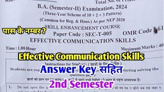 Effective Communication Skills | B.A 1st Year 2nd Semester Exam 2024 | BA 1st Year Answer Key Rrbmu