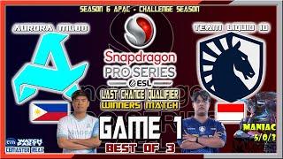 AURORA vs TEAM LIQUID ID Game 1 | FAVIAN MANIAC | RORA vs TLID LCQ | Snapdragon Pro Series Season 6