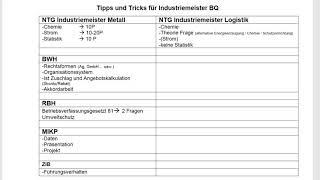 Industriemeister Tipps und Tricks für BQ