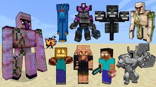 Enchanted Iron Golem vs Minecraft Bosses & Mini bosses - Minecraft Boss Battle