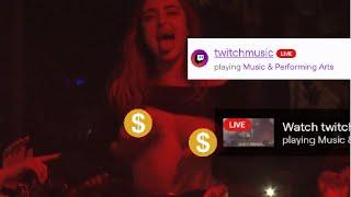 a girl flashes her boobs Live on Twitch Music!?!