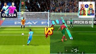 Dls 24 Vs Efootball 2024 Mobile Penalty Shot Challenge  In Every Players Like Ronaldo Messi Neymar 