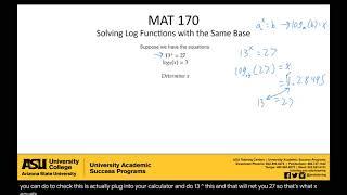 Solving Log Functions with the Same Base