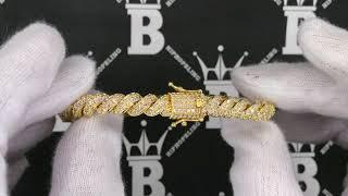 Gold Twisted Rope Bracelet | Simulated Diamonds | Hip Hop Bling Jewelry MBB301G