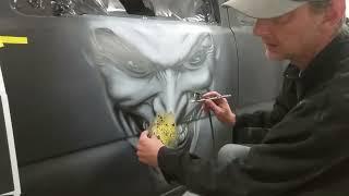 Joker airbrush show truck speed painting