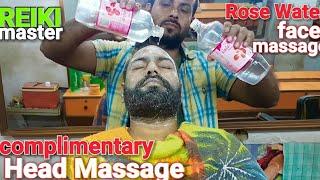 Fore head massage and face massage with Rose water by Reiki Master.