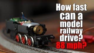 How fast can an overpowered model railway drive? 88 mph?