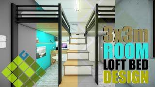 LOFT BED DESIGN IDEAS l 3X3 m SMALL BEDROOM