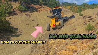 JOHNDEERE670GP GRADER'S MACHİNE HOW TO CUT THE SHAPE ~ EĞİM KESEN GREYDER