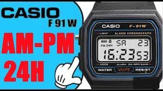 How to change AM/PM to 24H - Casio F91W - Tutorial 30 seconds