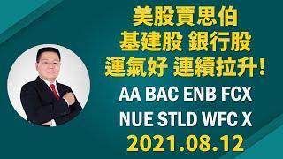 美股賈思伯｜基建股 銀行股 運氣好 連續拉升! AA BAC ENB FCX NUE STLD WFC X 2021.08.12