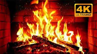 FIREPLACE 4K  Fireplace video with Burning Logs & Fire Sounds. Christmas Fireplace