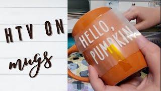 How To Put HTV on Mugs With a Heat Gun or a Mug Press / HTV Vinyl on Glassware / Easy DIY Craft