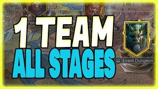 U ONLY NEED 1 TEAM TO CLEAR THE WHOLE EVENT DUNGEON ON AUTO FARM! TEST SERVER RAID SHADOW LEGENDS